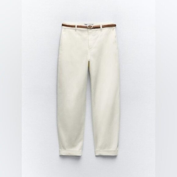 Zara, Women's Chino Pants with Braided Belt - Navy Blue. Size: 2(US). NWT (1631) - Picture 8 of 9